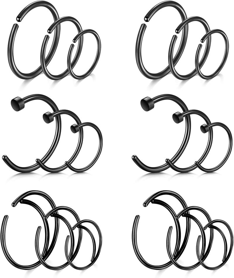 FECTAS Nose Rings Hoops Surgical Steel 18g 20g Gauge 6mm 8mm 10mm 12mm Earrings Piercing Hoops Jewelry for Men Women - Image 1